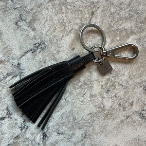 Martin & MacArthur Black Leather Tassel Keychain